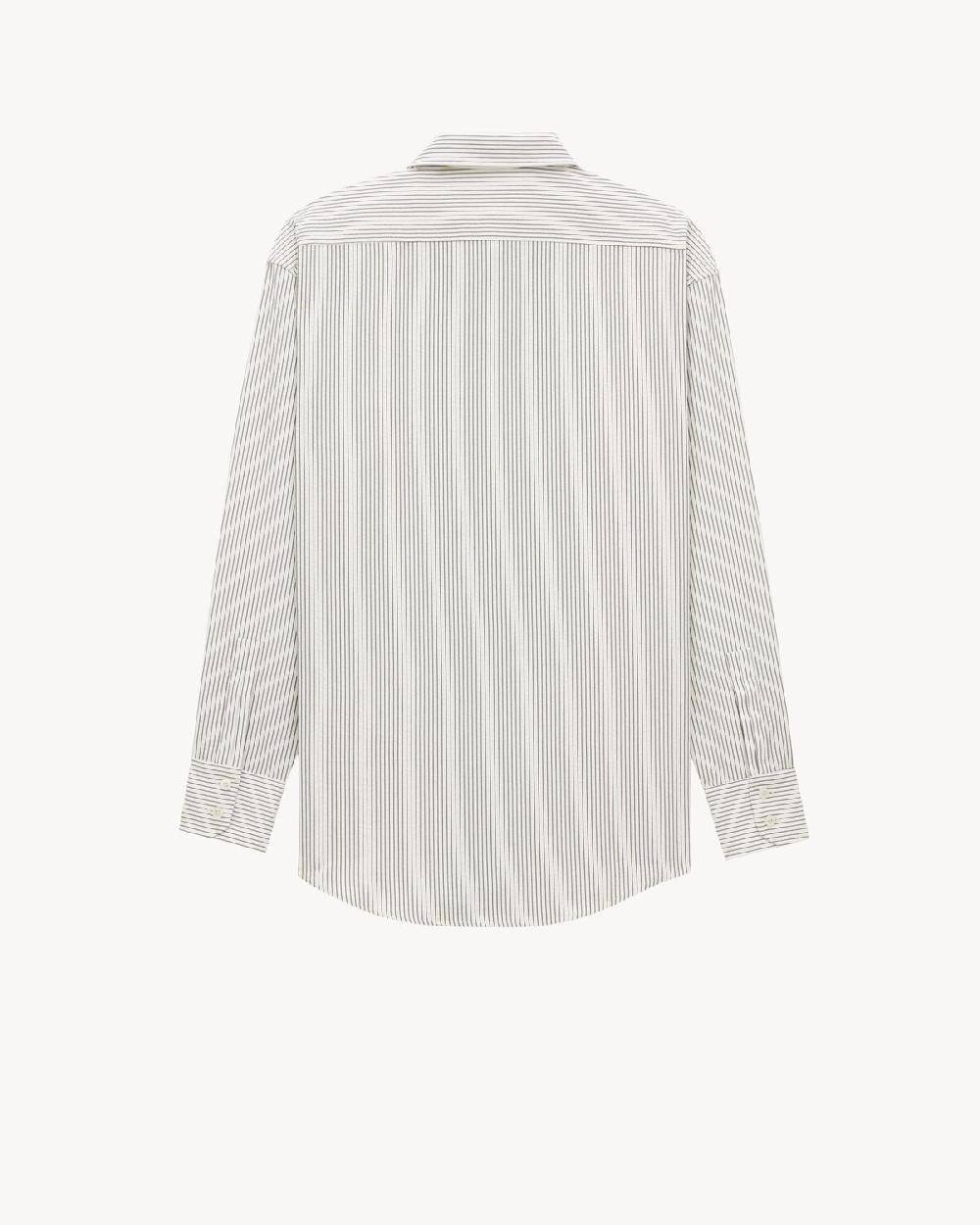 Saint Laurent Camisa Cassandre De Algodón Con Motivo De Rayas