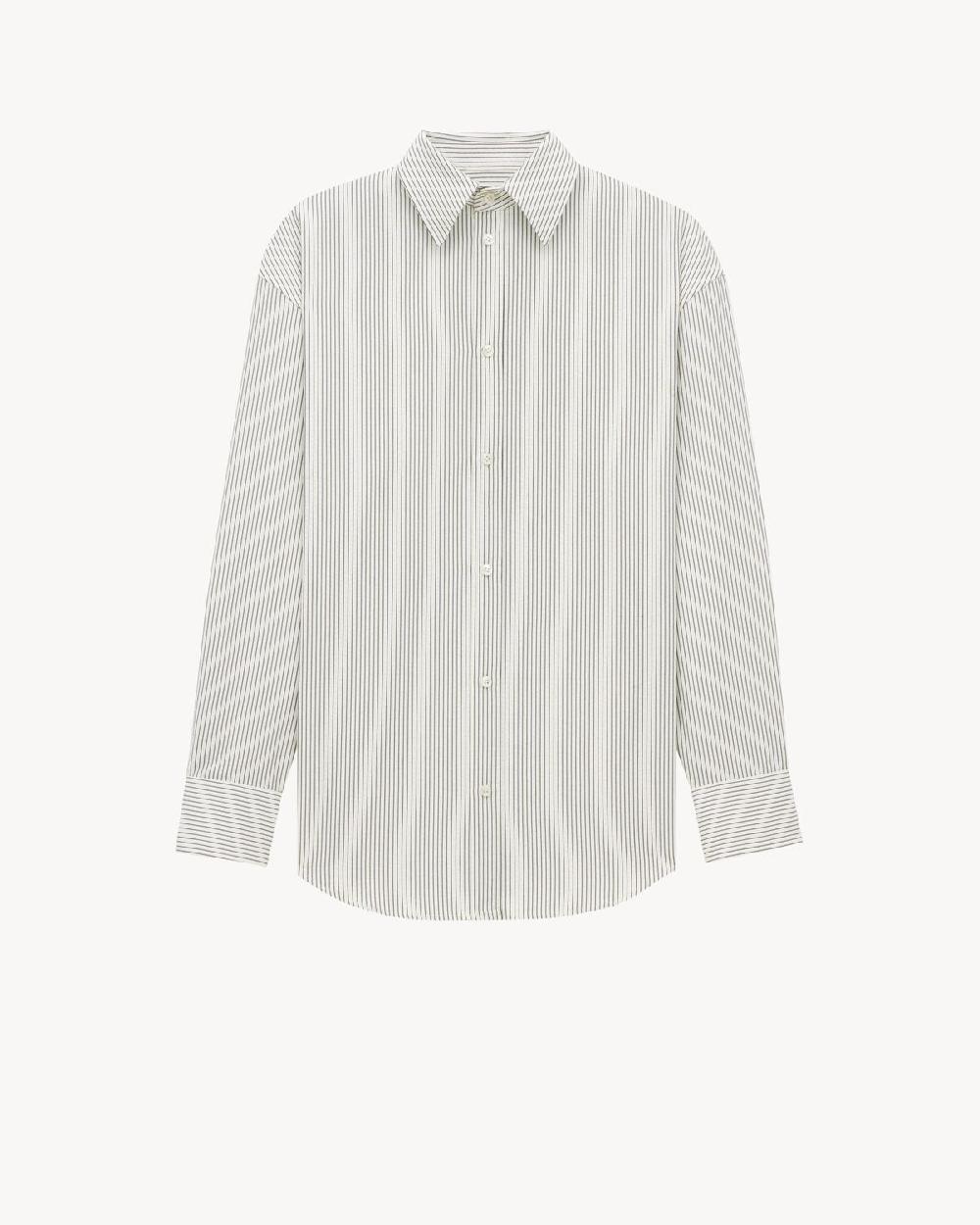Saint Laurent camisa cassandre de algodón con motivo de rayas