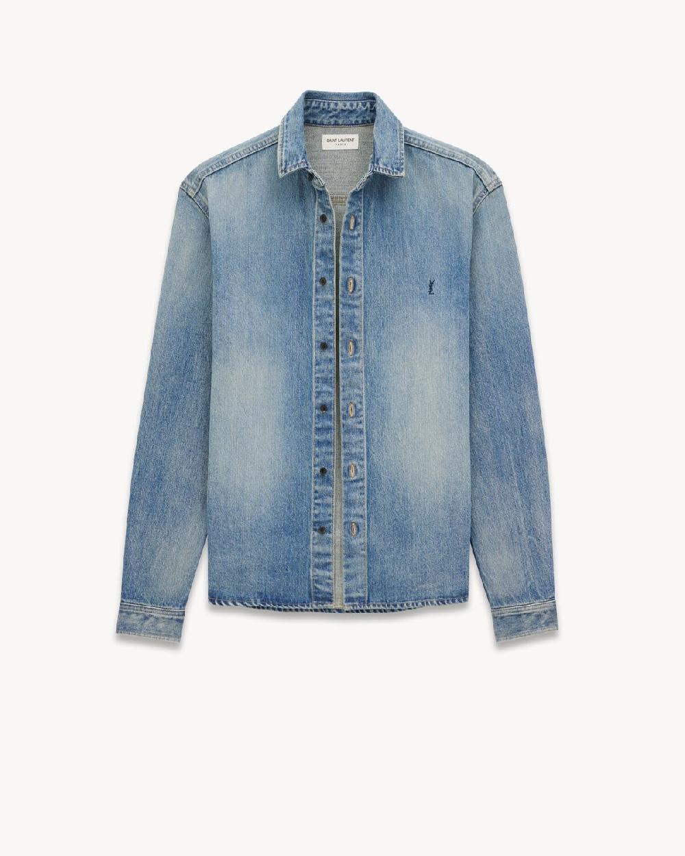 Saint Laurent camisa cassandre de denim azul playa trouville