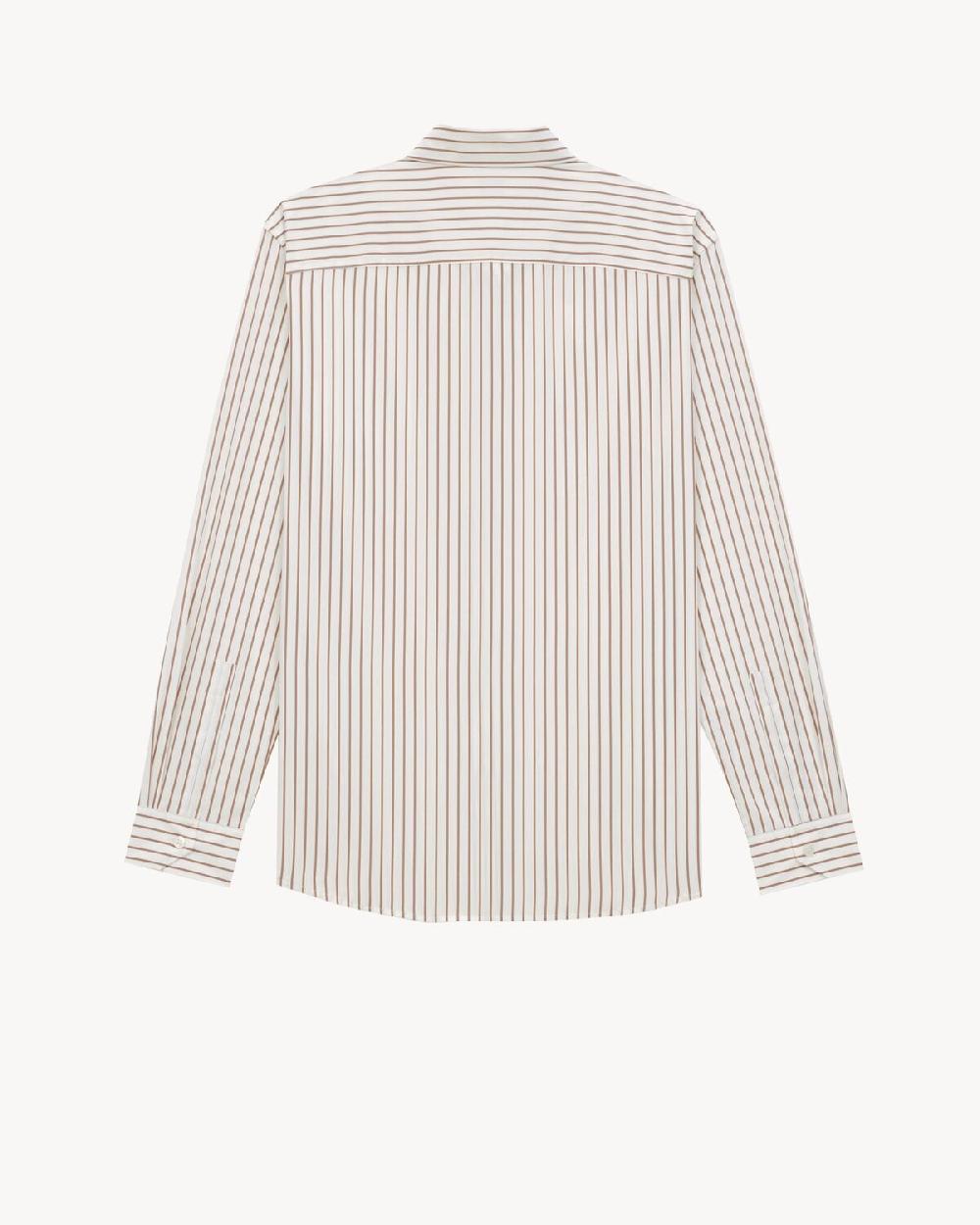 Saint Laurent Camisa Cassandre De Popelina De Algodón Con Motivo De Rayas