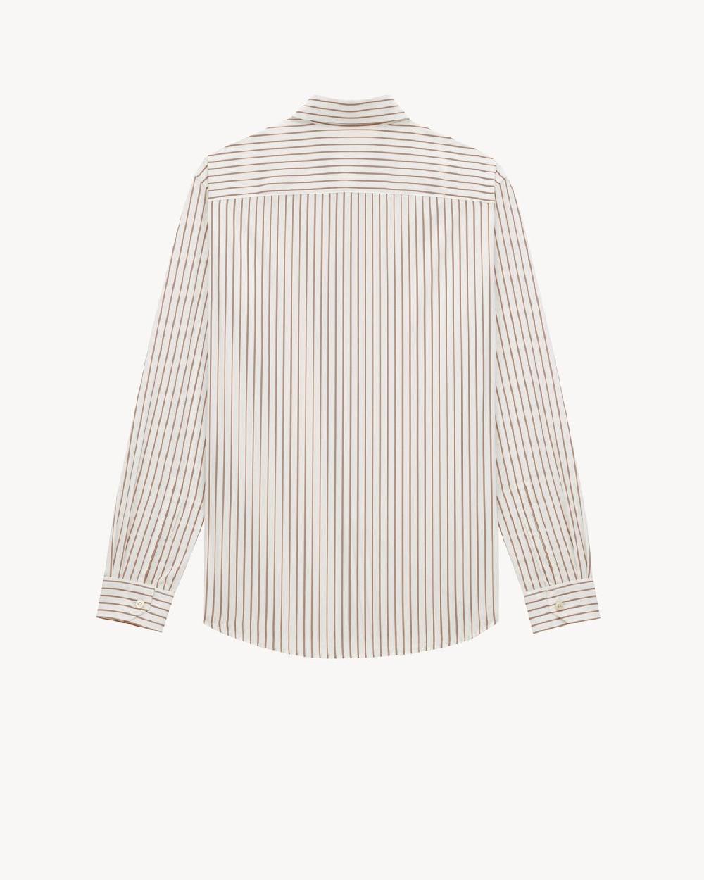 Saint Laurent Camisa Cassandre De Popelina De Algodón Con Motivo De Rayas