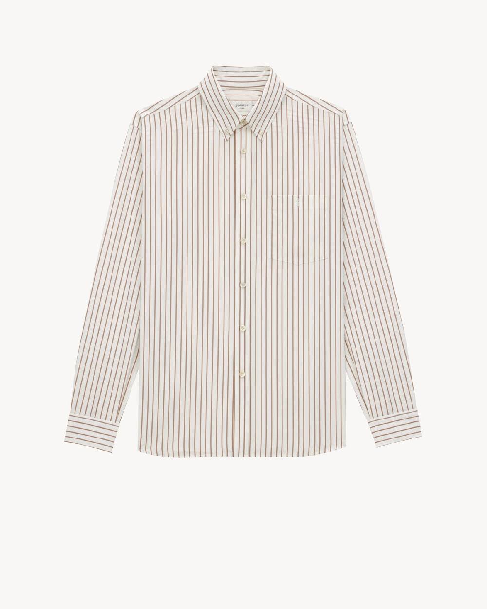 Saint Laurent camisa cassandre de popelina de algodón con motivo de rayas
