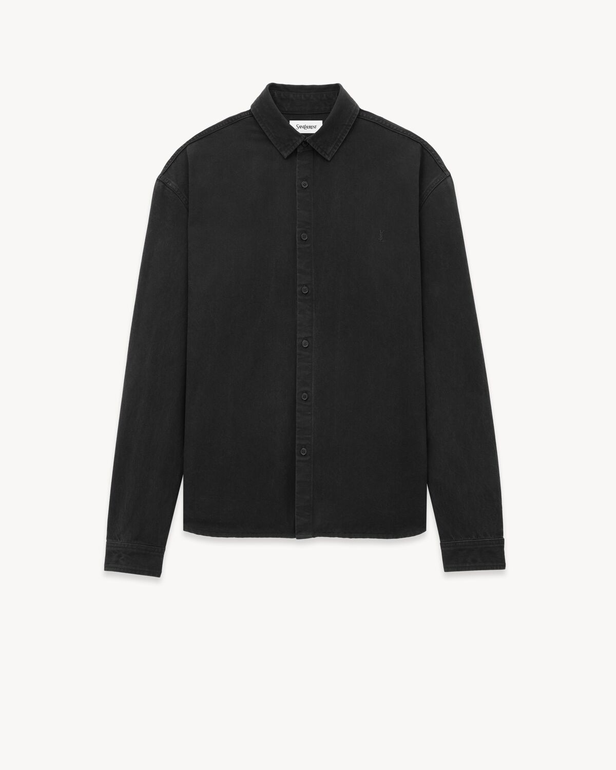 Saint Laurent Camisa Cassandre En Denim Negro Cuervo