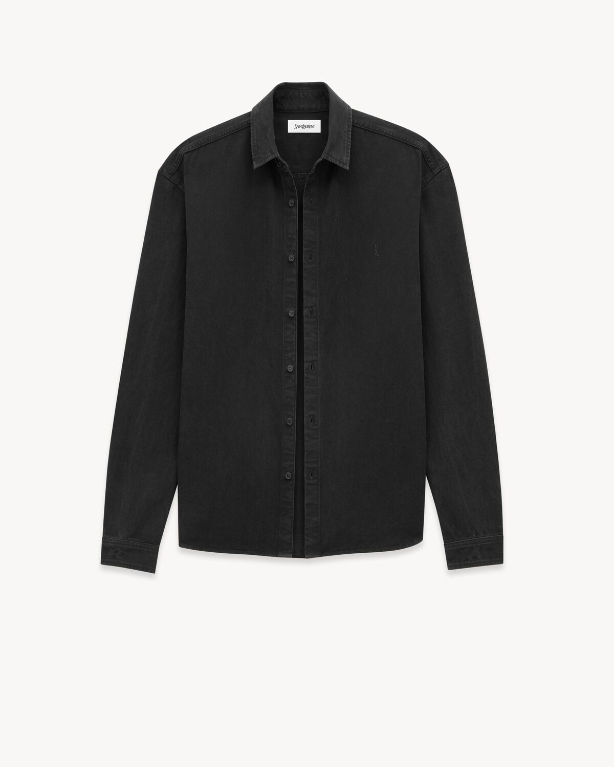 Saint Laurent camisa cassandre en denim negro cuervo