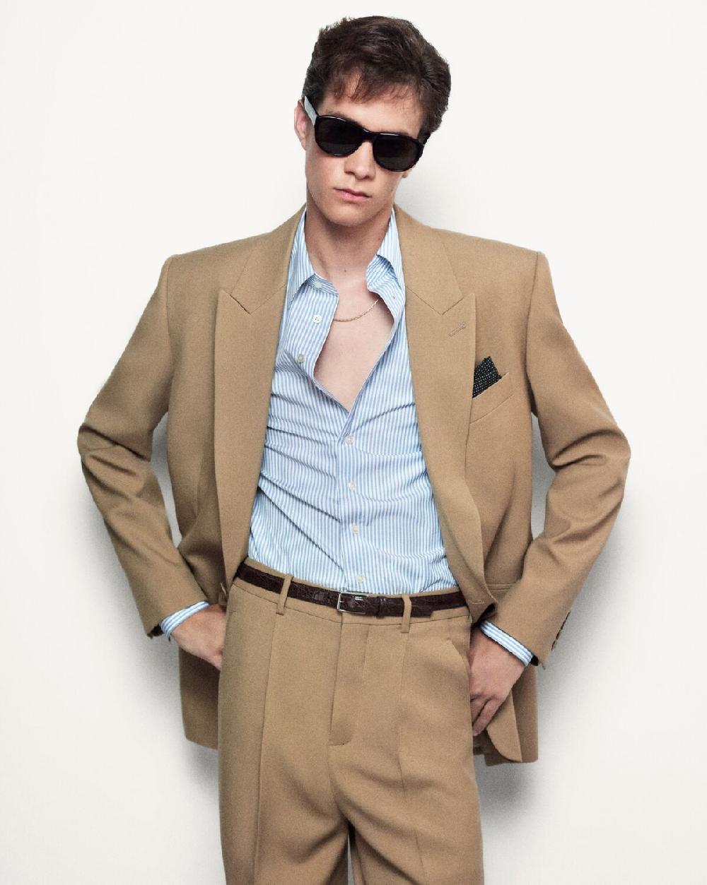 Saint Laurent Camisa De Algodón Con Motivo De Rayas Oxford