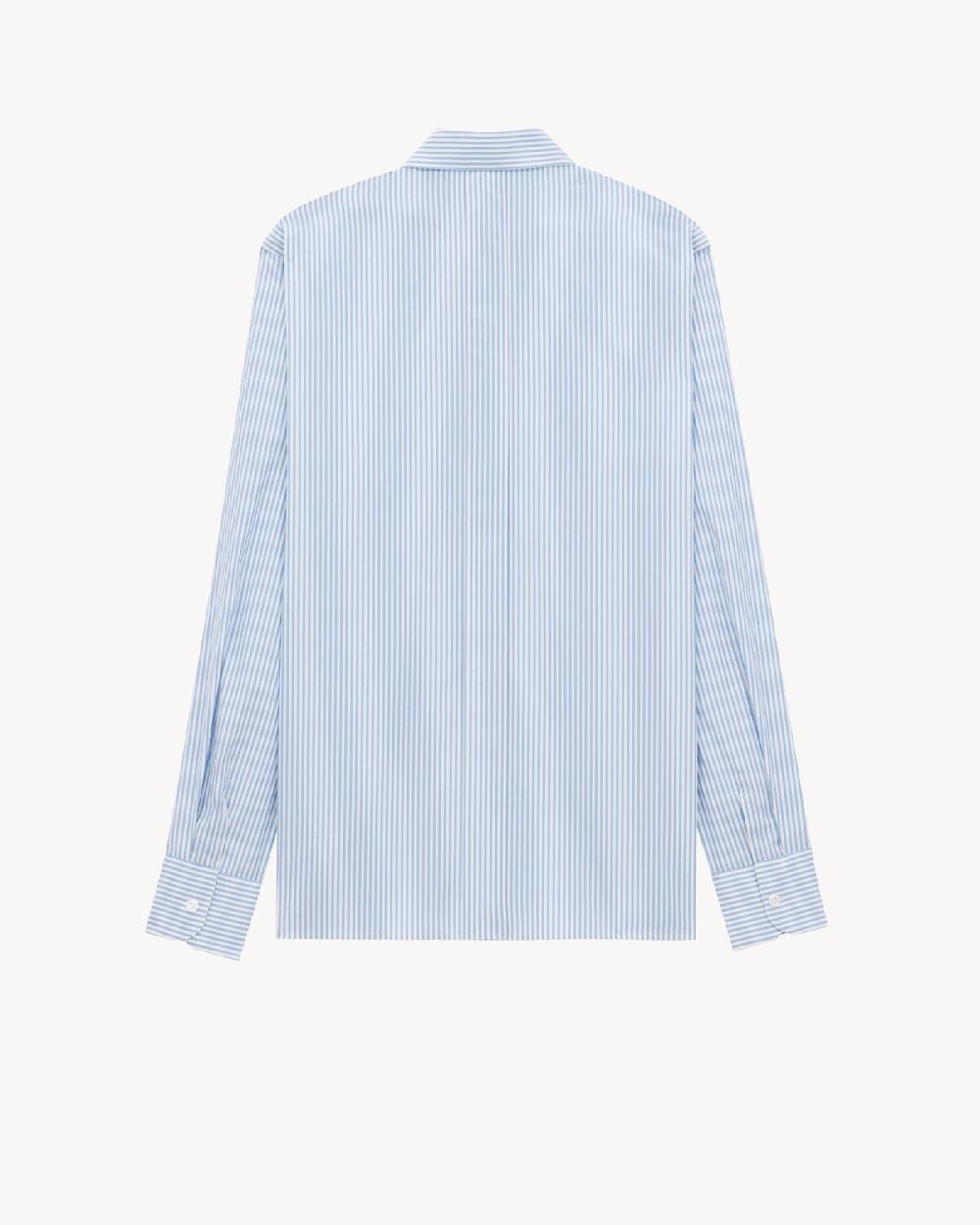 Saint Laurent Camisa De Algodón Con Motivo De Rayas Oxford