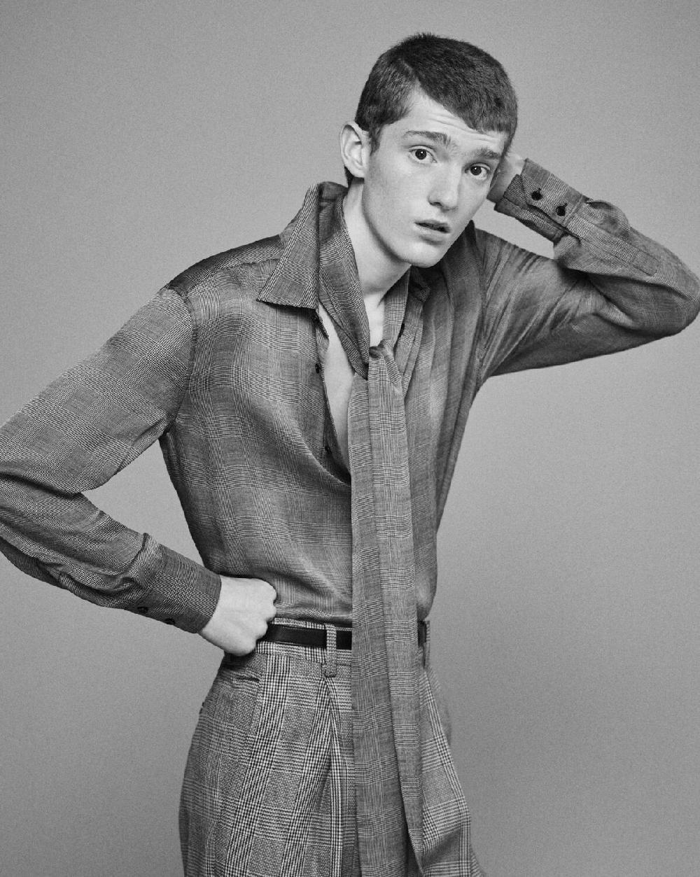 Saint Laurent Camisa De Charmeuse De Seda Con Motivo Príncipe De Gales