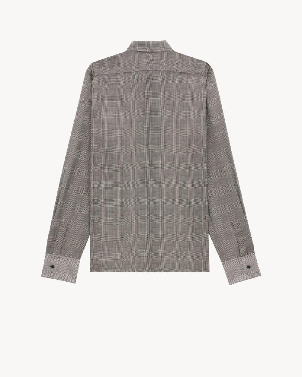 Saint Laurent Camisa De Charmeuse De Seda Con Motivo Príncipe De Gales