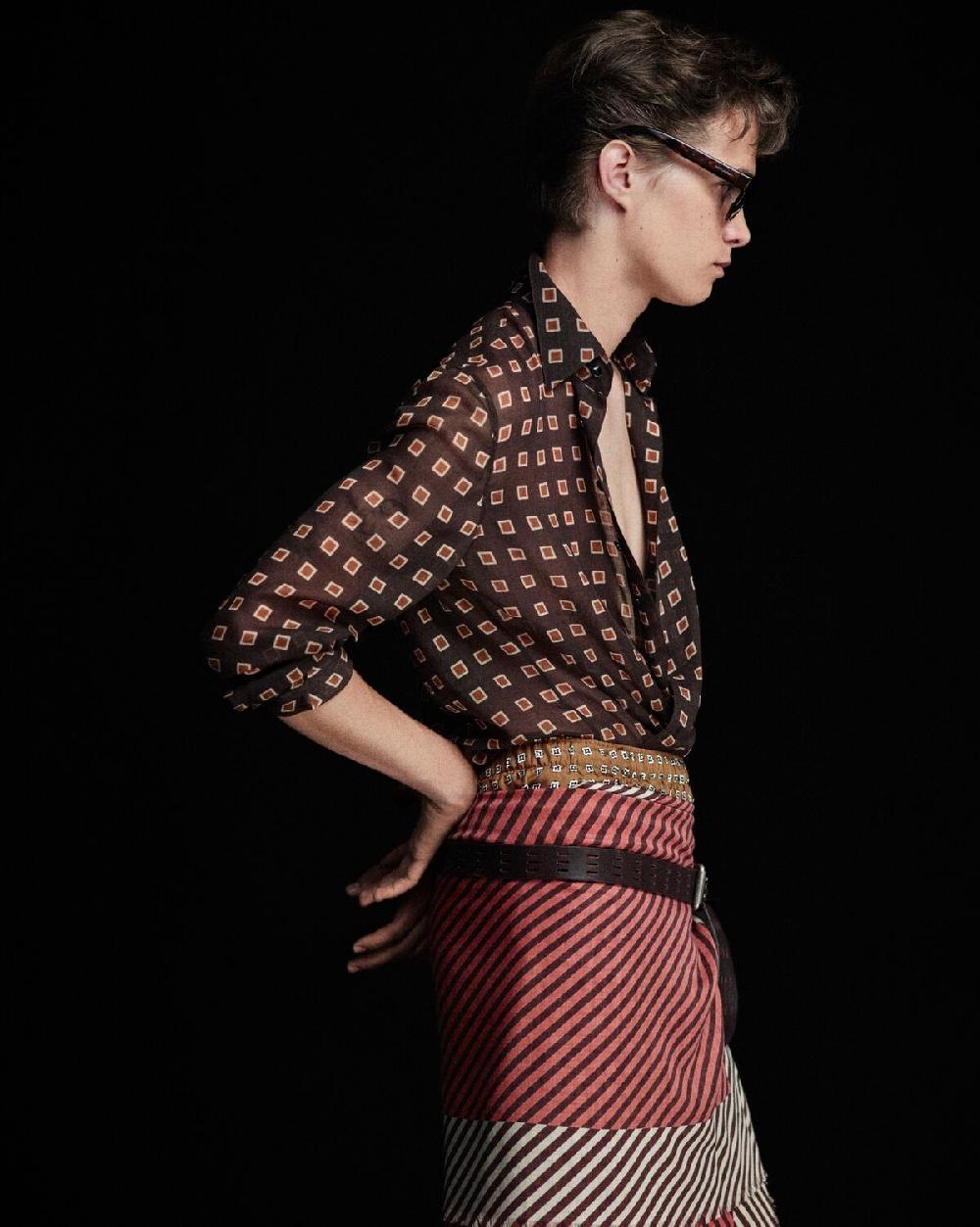 Saint Laurent Camisa De Etamina De Lana Con Motivo De Cuadros