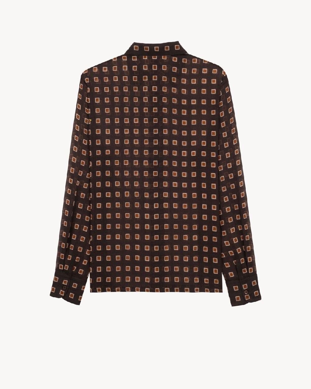 Saint Laurent Camisa De Etamina De Lana Con Motivo De Cuadros