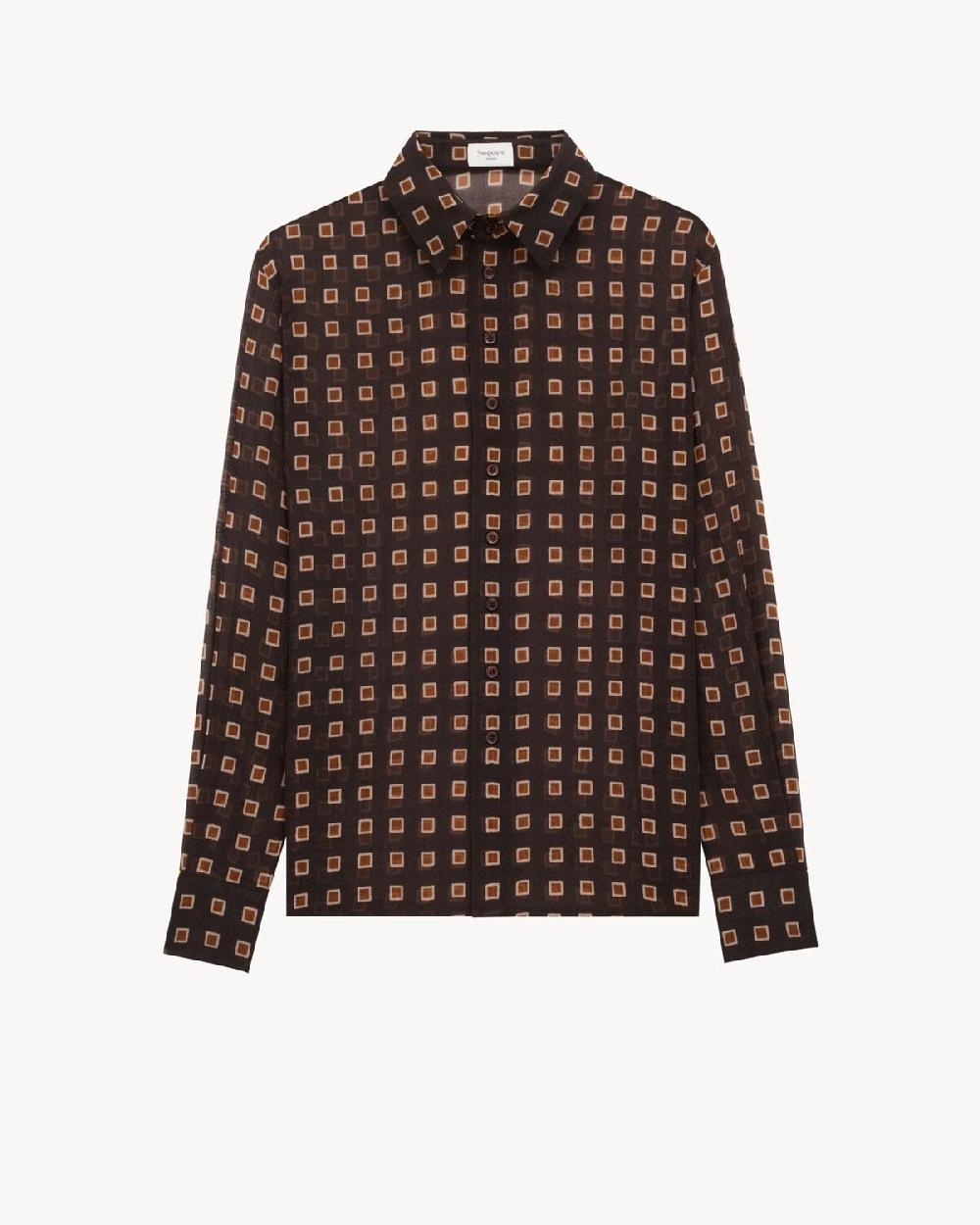 Saint Laurent camisa de etamina de lana con motivo de cuadros