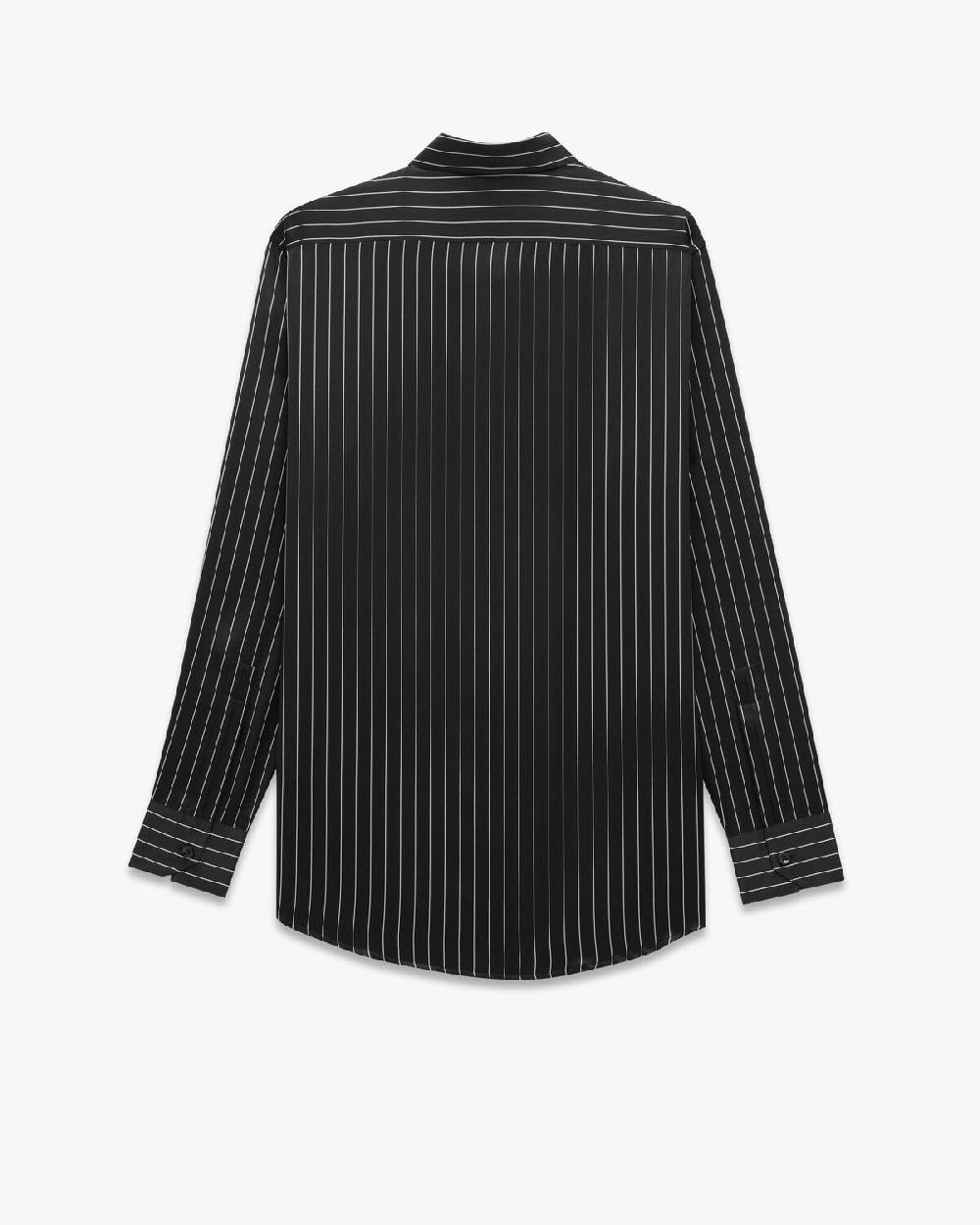 Saint Laurent Camisa De Satén De Seda Con Motivo De Rayas