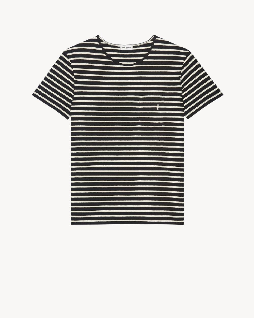 Saint Laurent camiseta de punto con motivo de rayas y monograma