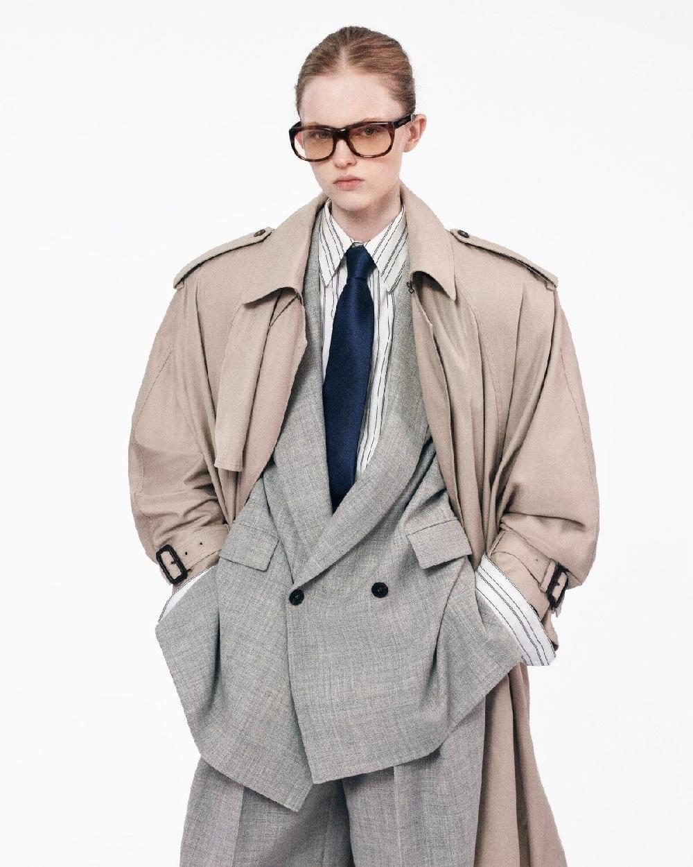 Saint Laurent Capa Estilo Gabardina De Twill De Algodón