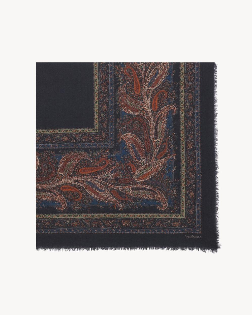 Saint Laurent carré de twill de cachemira con motivo de cachemira