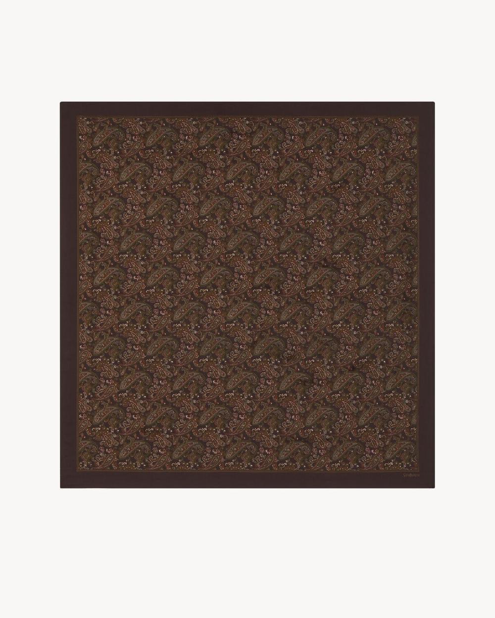 Saint Laurent Carré De Twill De Seda Con Motivo De Cachemira