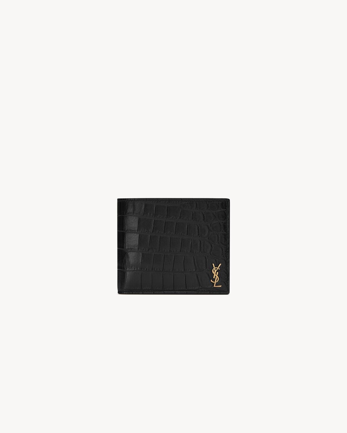 Saint Laurent cartera tiny cassandre east/west tiny de piel repujada de cocodrilo mate