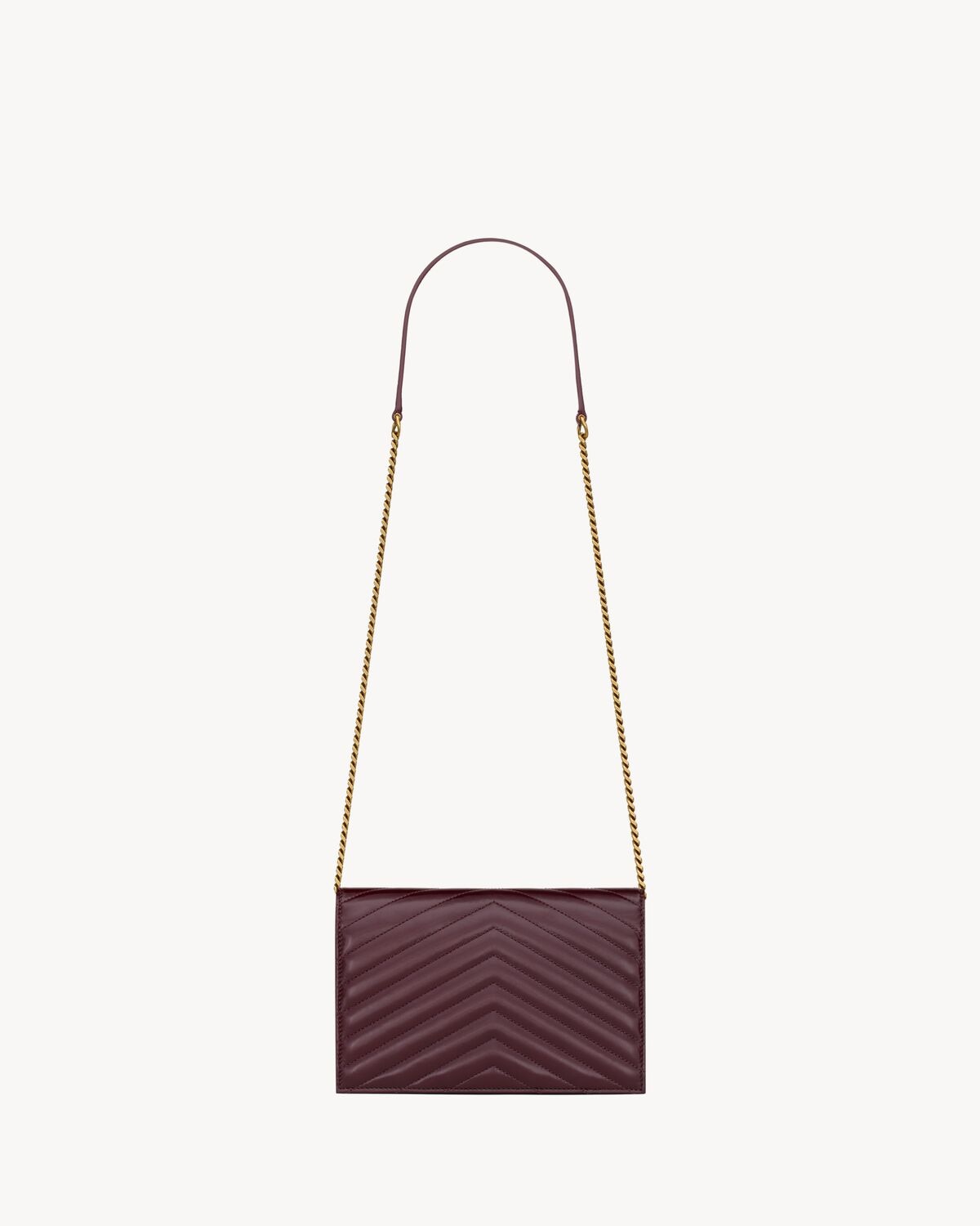 Saint Laurent Cartera Tipo Sobre Con Cadena Cassandre De Piel Brillante