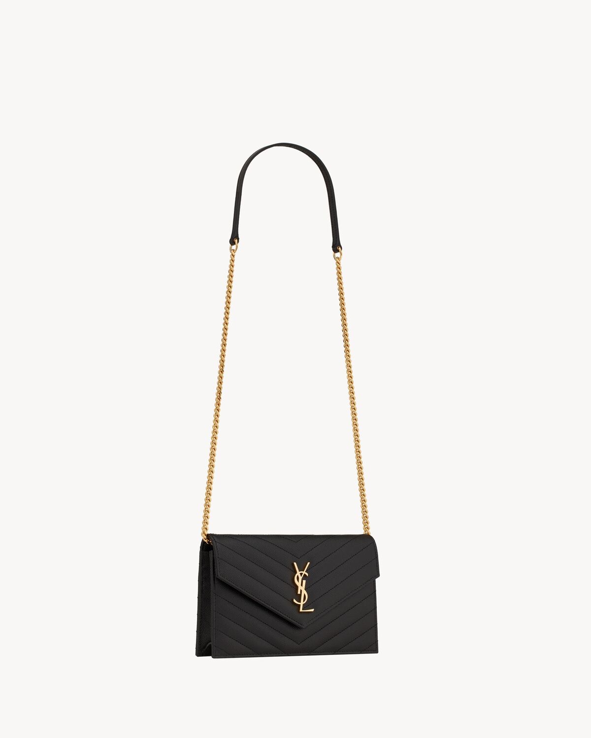 Saint Laurent Cartera Tipo Sobre Con Cadena Cassandre De Piel Efecto Grain De Poudre