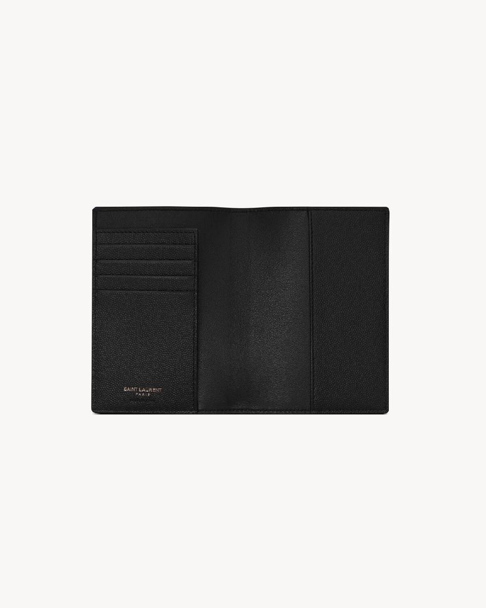 Saint Laurent Cassandre Funda Para Pasaporte De Piel Repujada Grain De Poudre