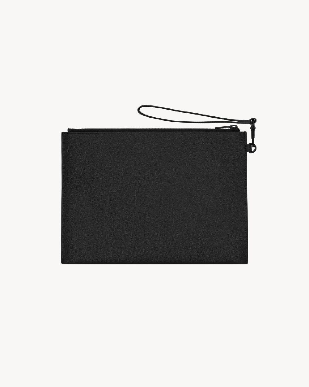 Saint Laurent Cassandre Funda Para Tableta Con Cremallera De Piel Grain De Poudre Repujada