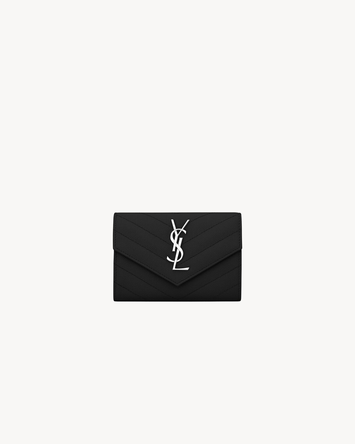 Saint Laurent cassandre matelassé small envelope wallet de piel repujada grain de poudre