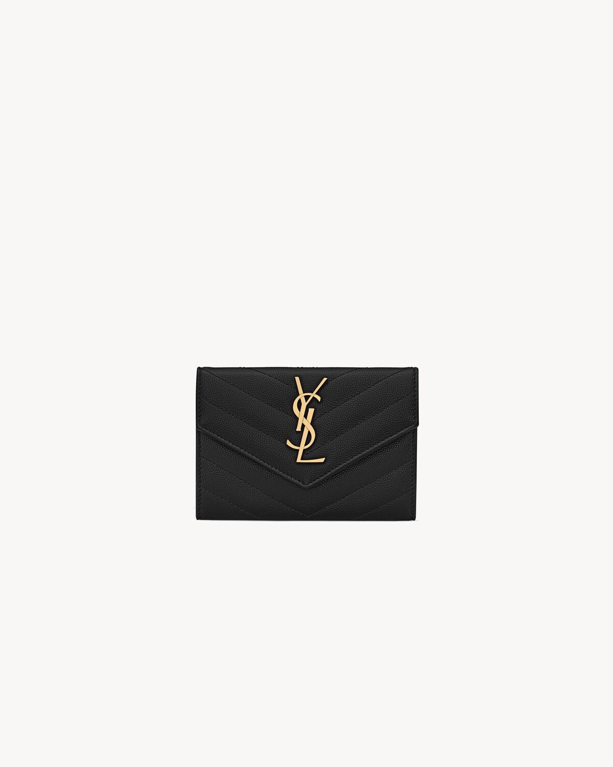 Saint Laurent cassandre matelassé small envelope wallet de piel repujada grain de poudre