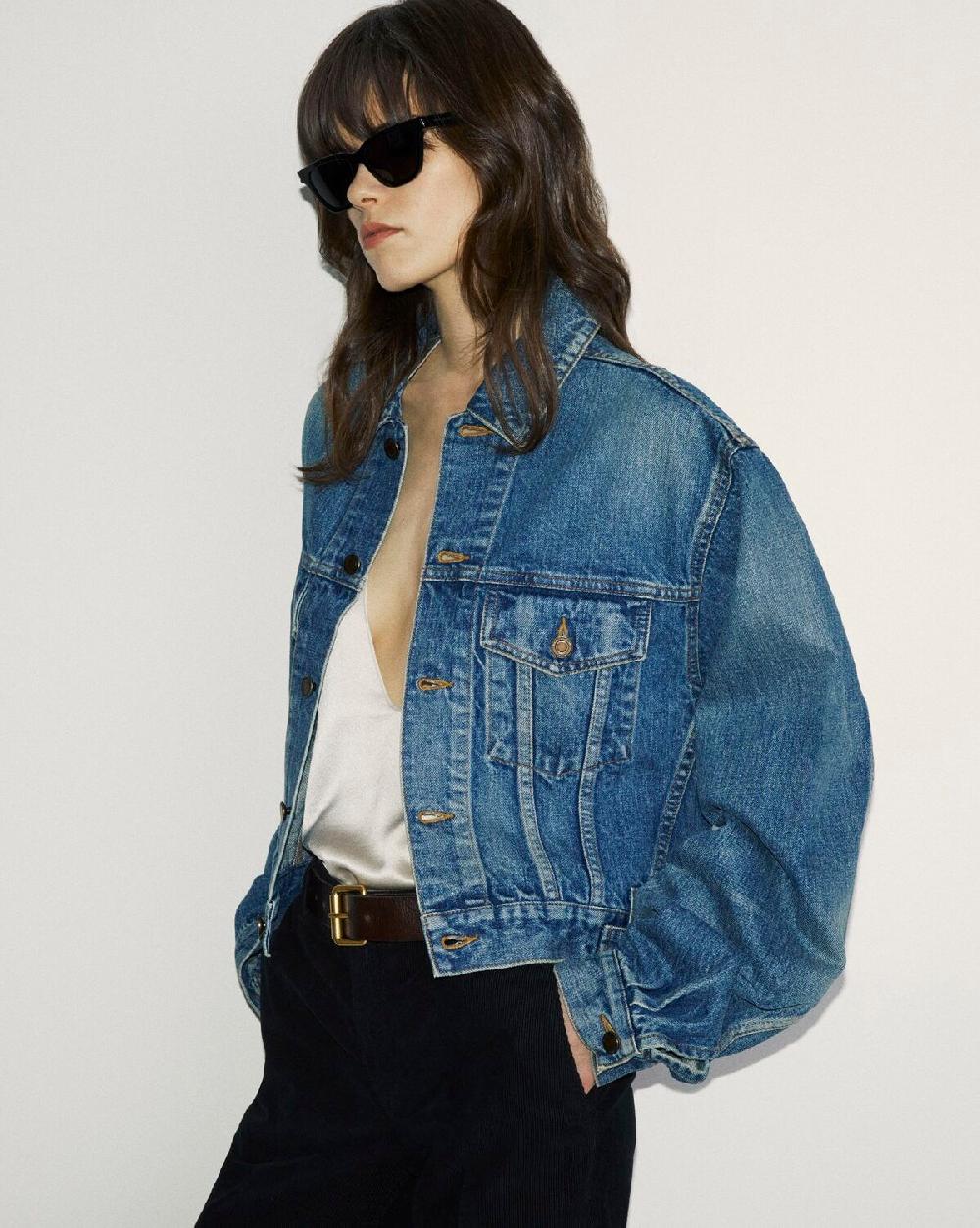 Saint Laurent Chaqueta Años 80 En Denim Azul Vintage