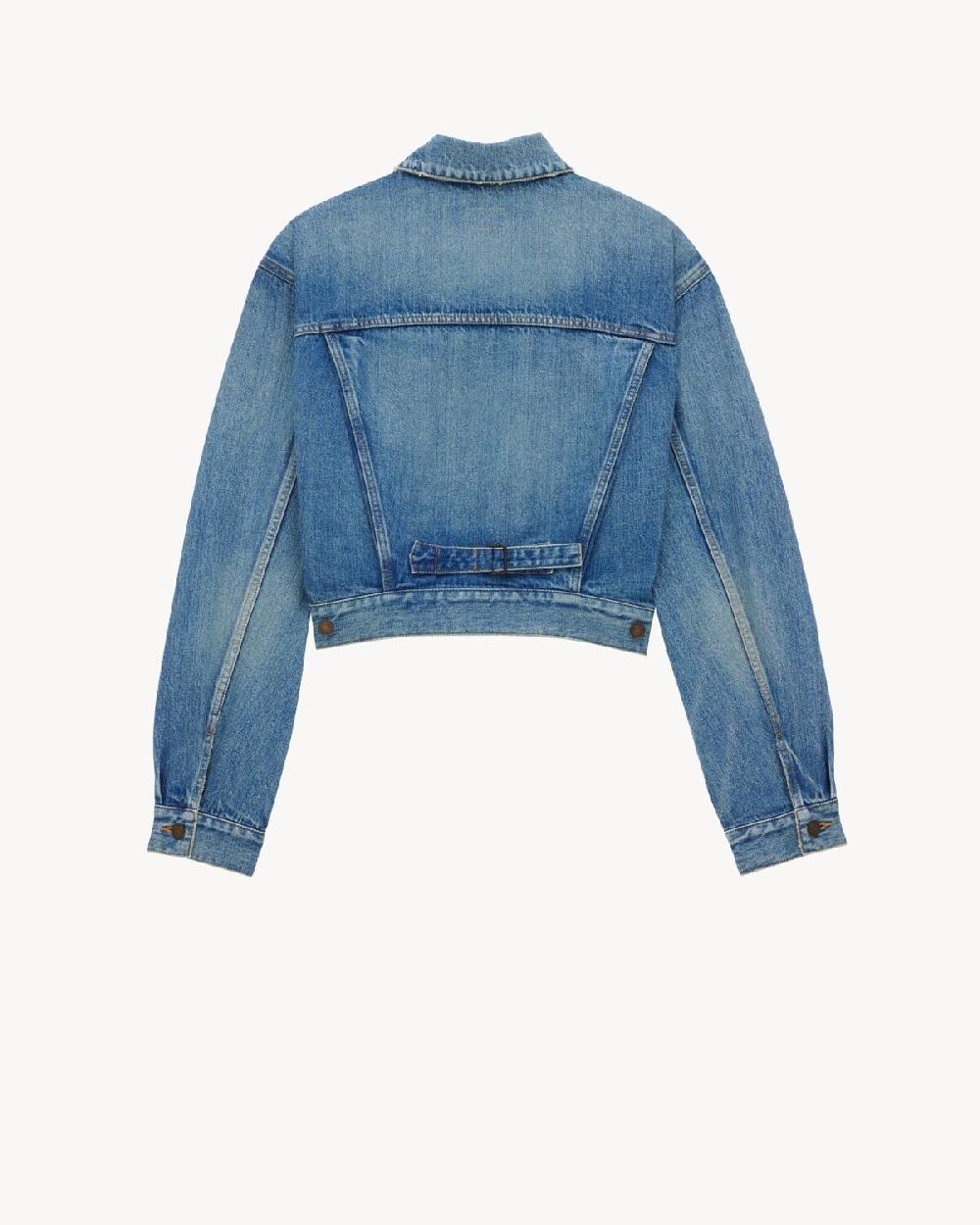 Saint Laurent Chaqueta Años 80 En Denim Azul Vintage