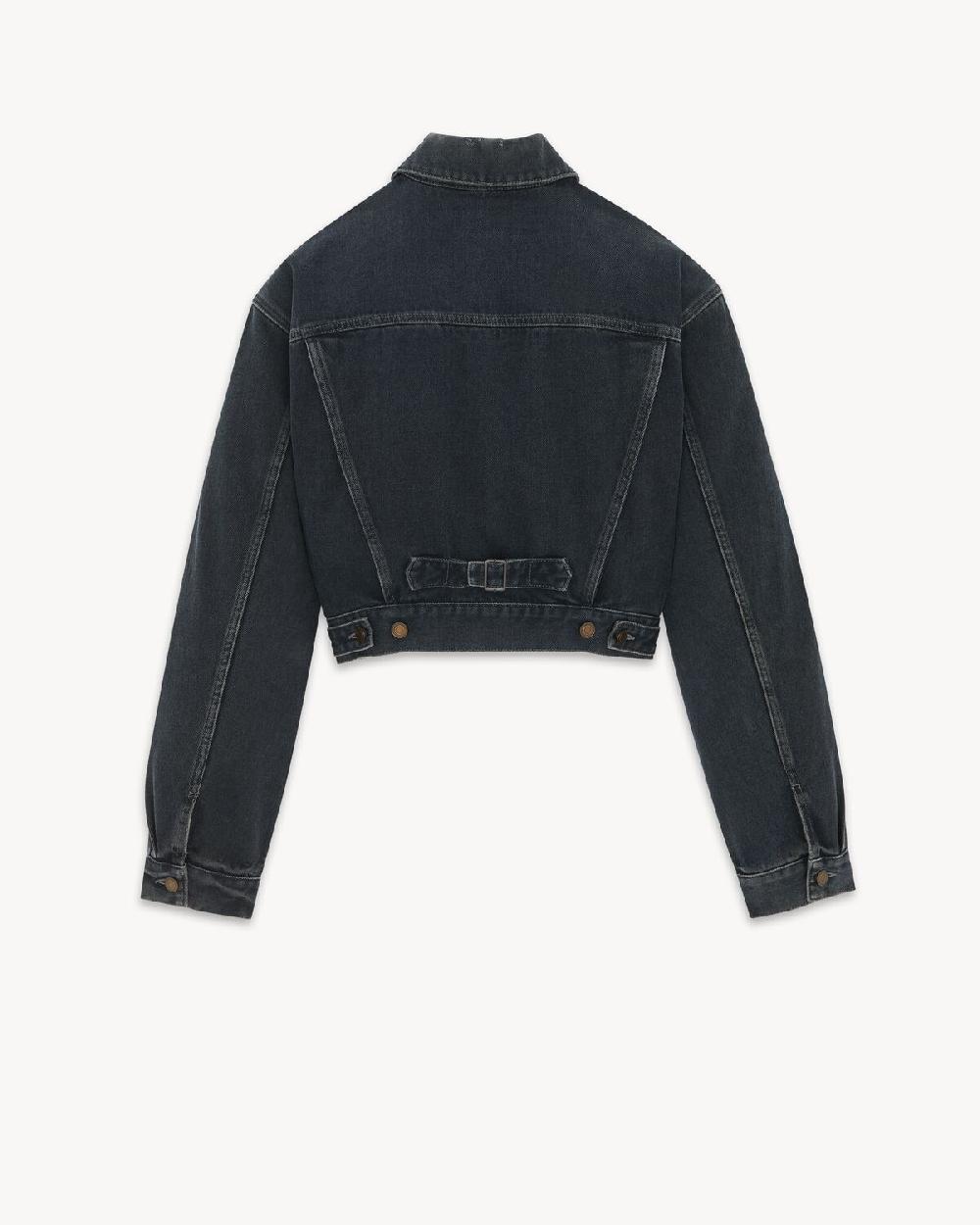 Saint Laurent Chaqueta Años 80 En Denim Negro Azul Oscuro