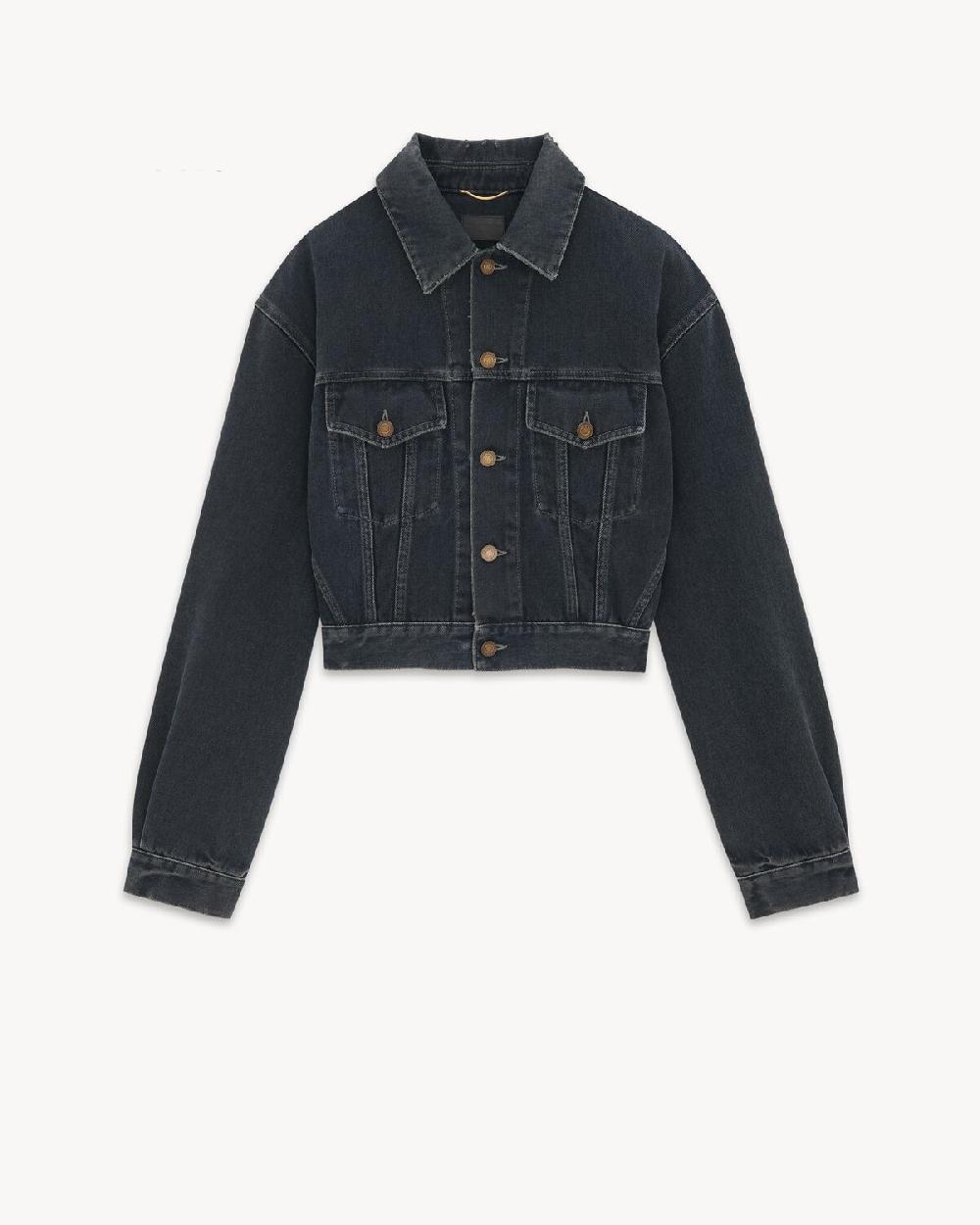 Saint Laurent chaqueta años 80 en denim negro azul oscuro