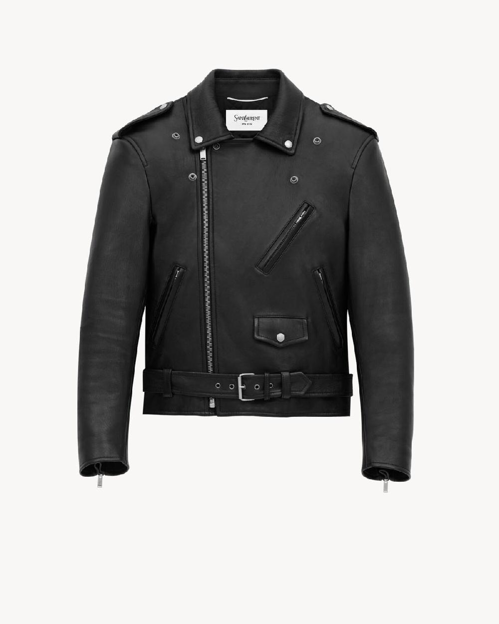Saint Laurent Chaqueta Biker De Piel De Cordero Granulada