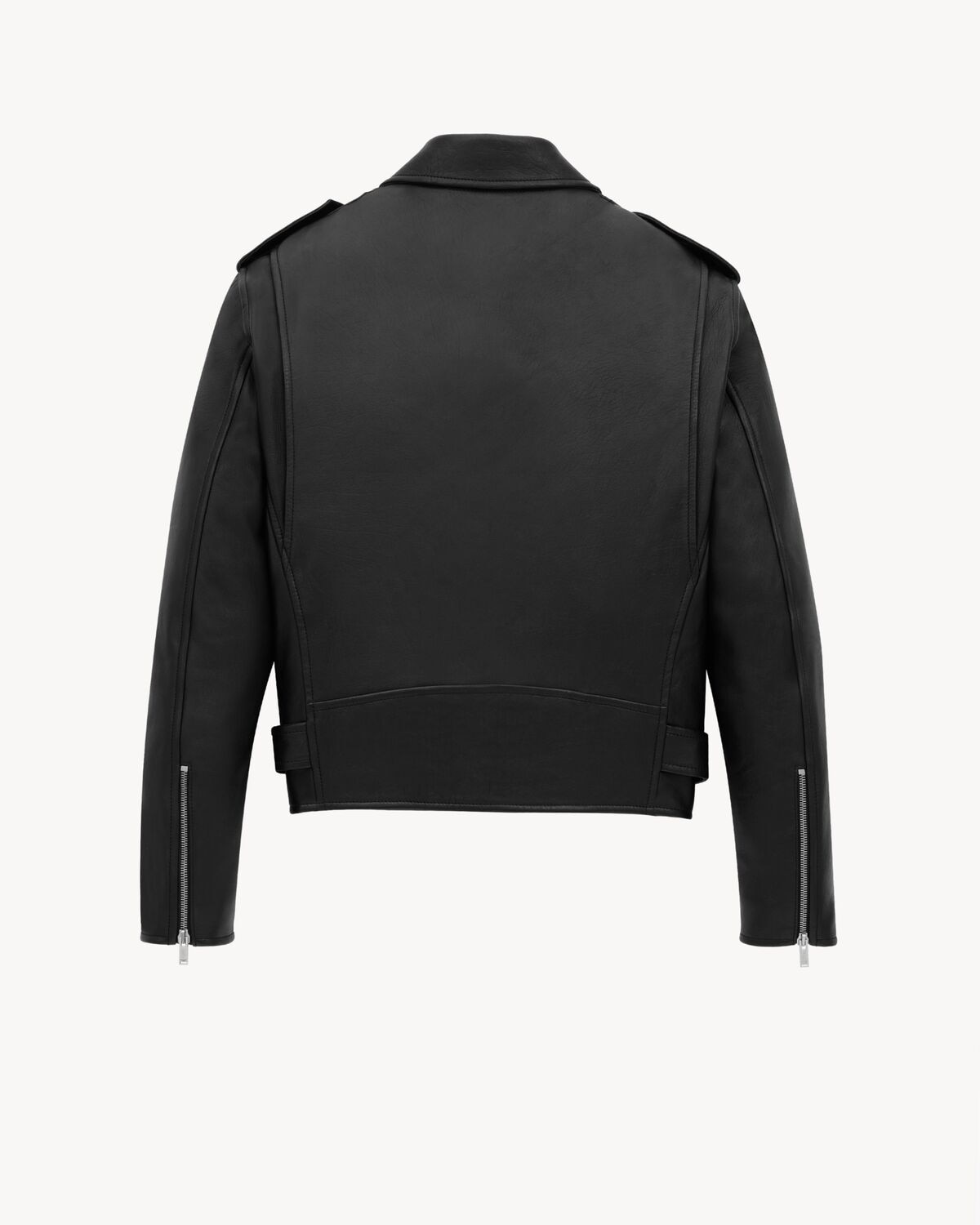 Saint Laurent Chaqueta Biker De Piel De Cordero Granulada