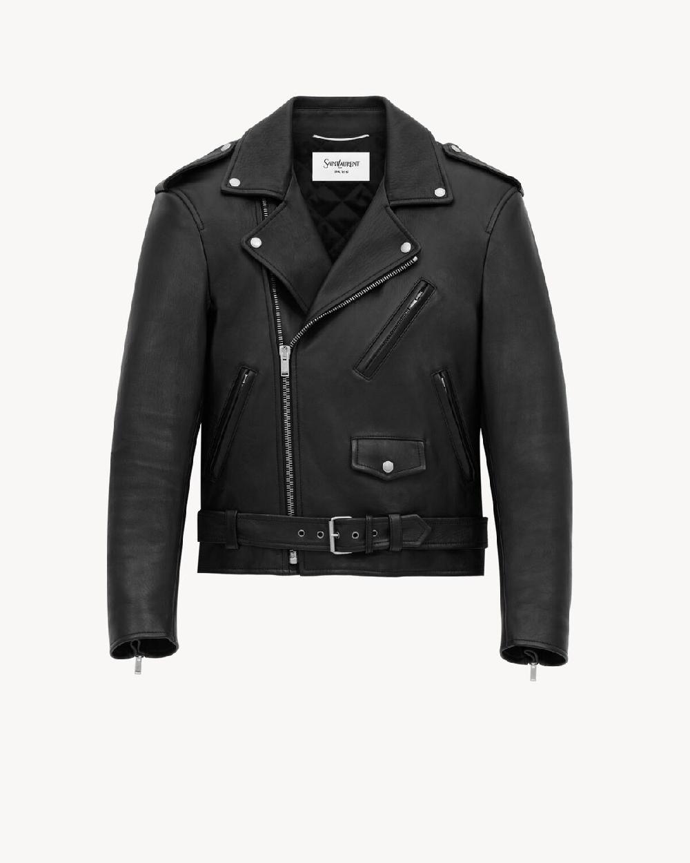 Saint Laurent chaqueta biker de piel de cordero granulada