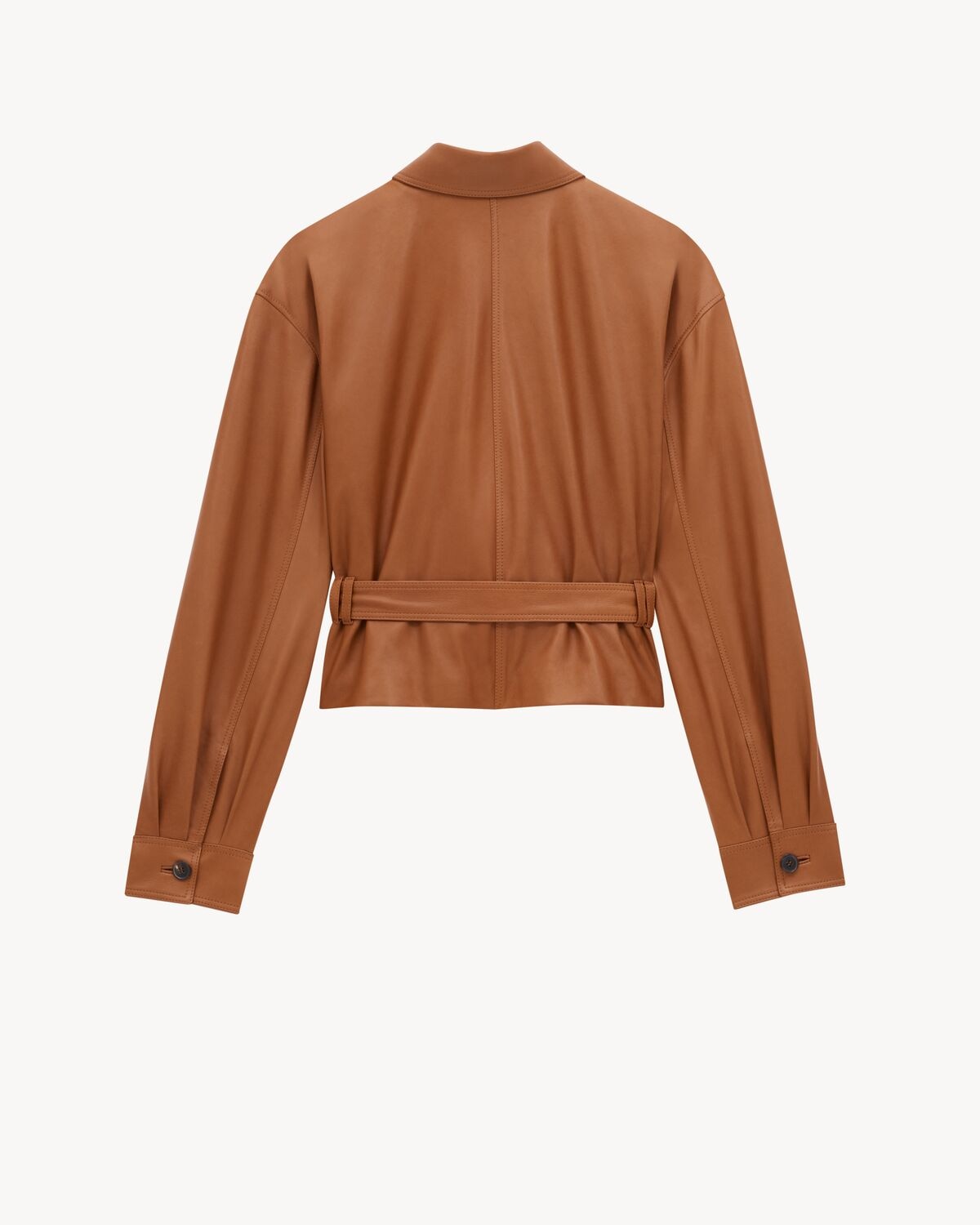 Saint Laurent Chaqueta Corta Estilo Sahariano De Piel De Cordero