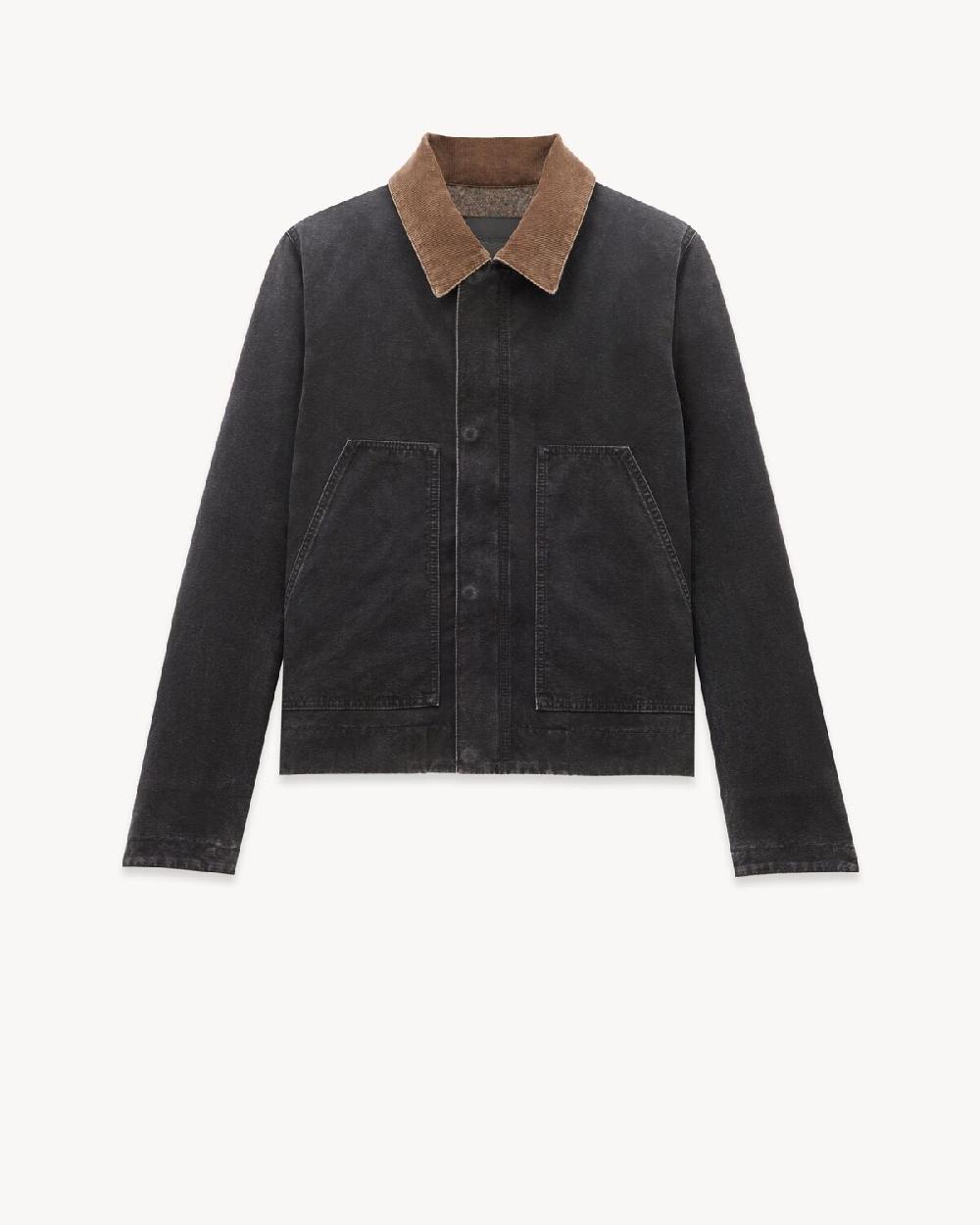 Saint Laurent chaqueta de estilo utilitario en lona de algodón y pana