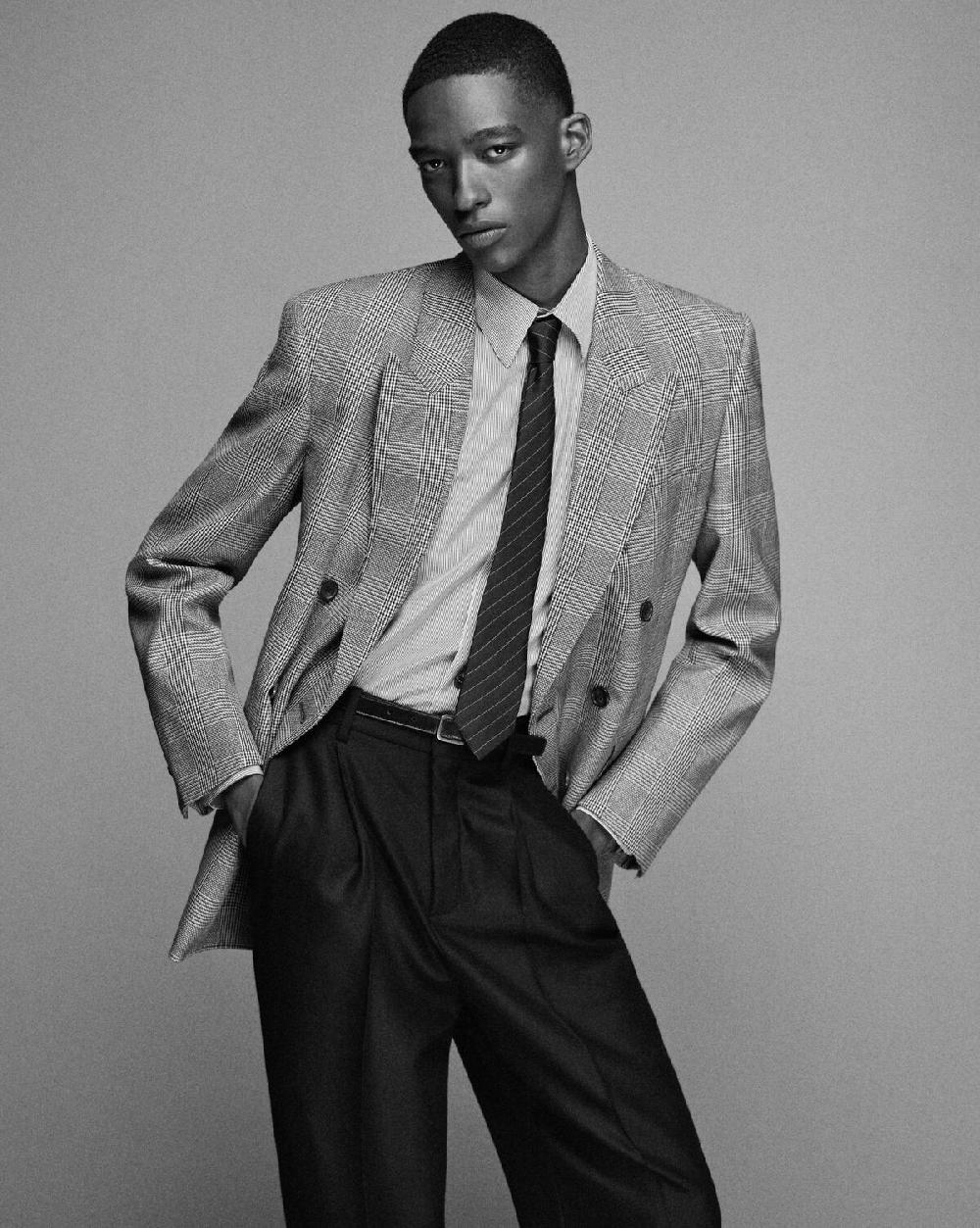 Saint Laurent Chaqueta De Lana Con Motivo Príncipe De Gales