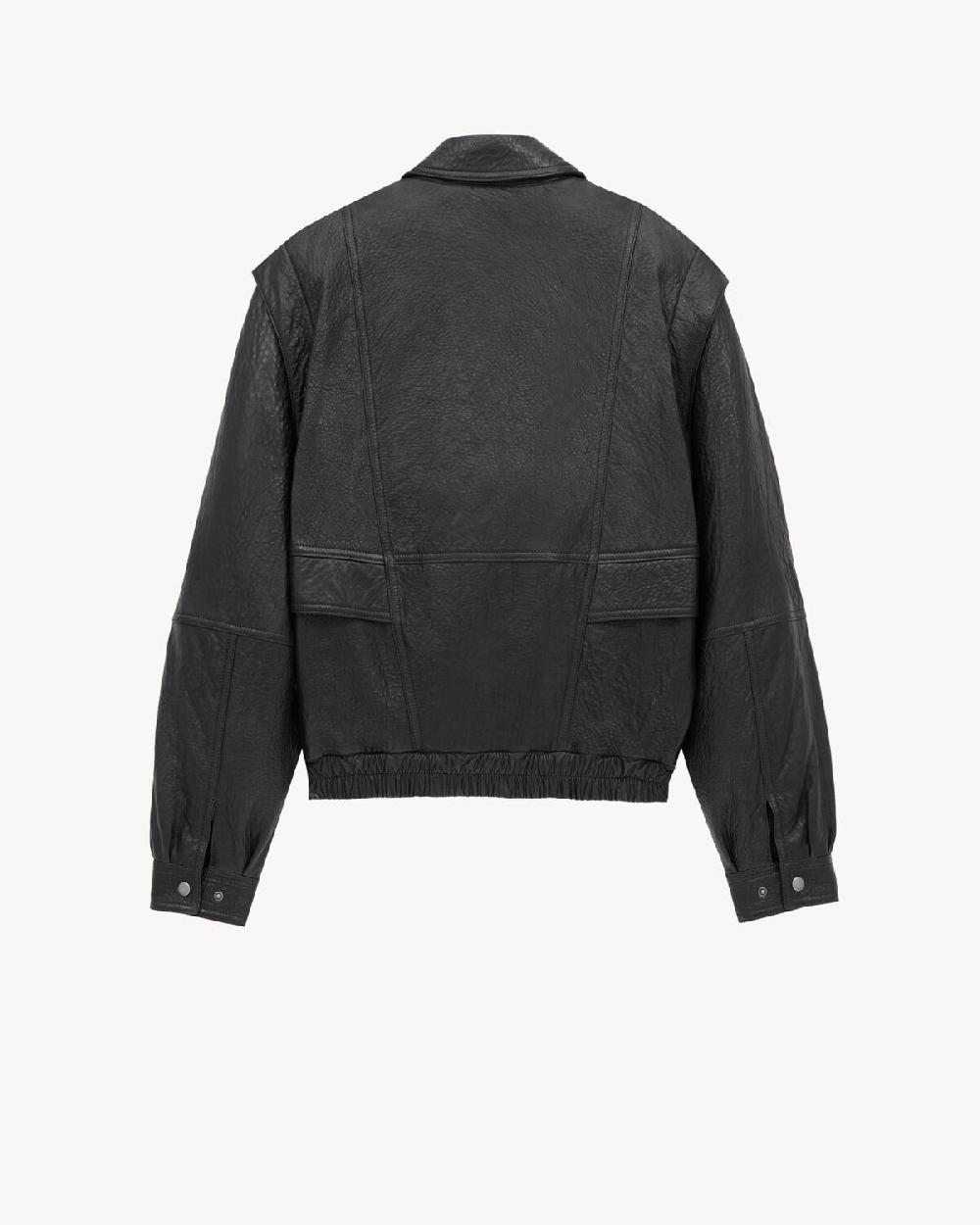 Saint Laurent Chaqueta De Piel De Cordero Granulada