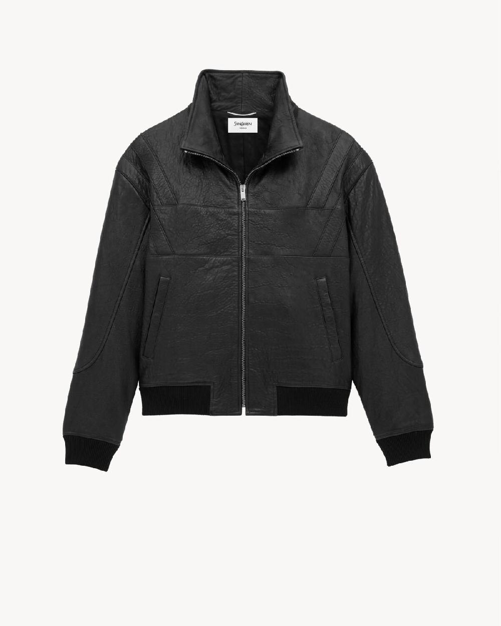Saint Laurent chaqueta de piel de cordero granulada