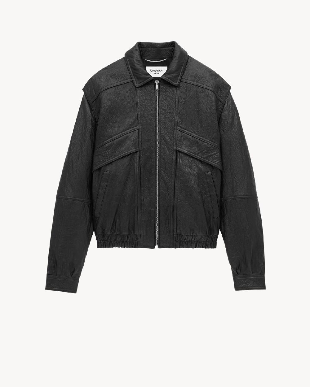 Saint Laurent chaqueta de piel de cordero granulada