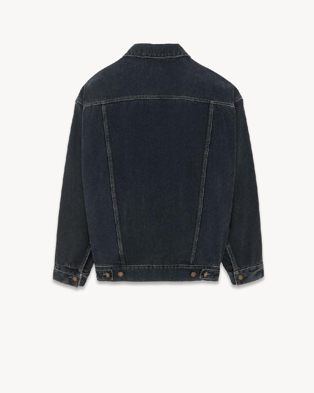 Saint Laurent Chaqueta Oversize De Denim Negro Azul Oscuro