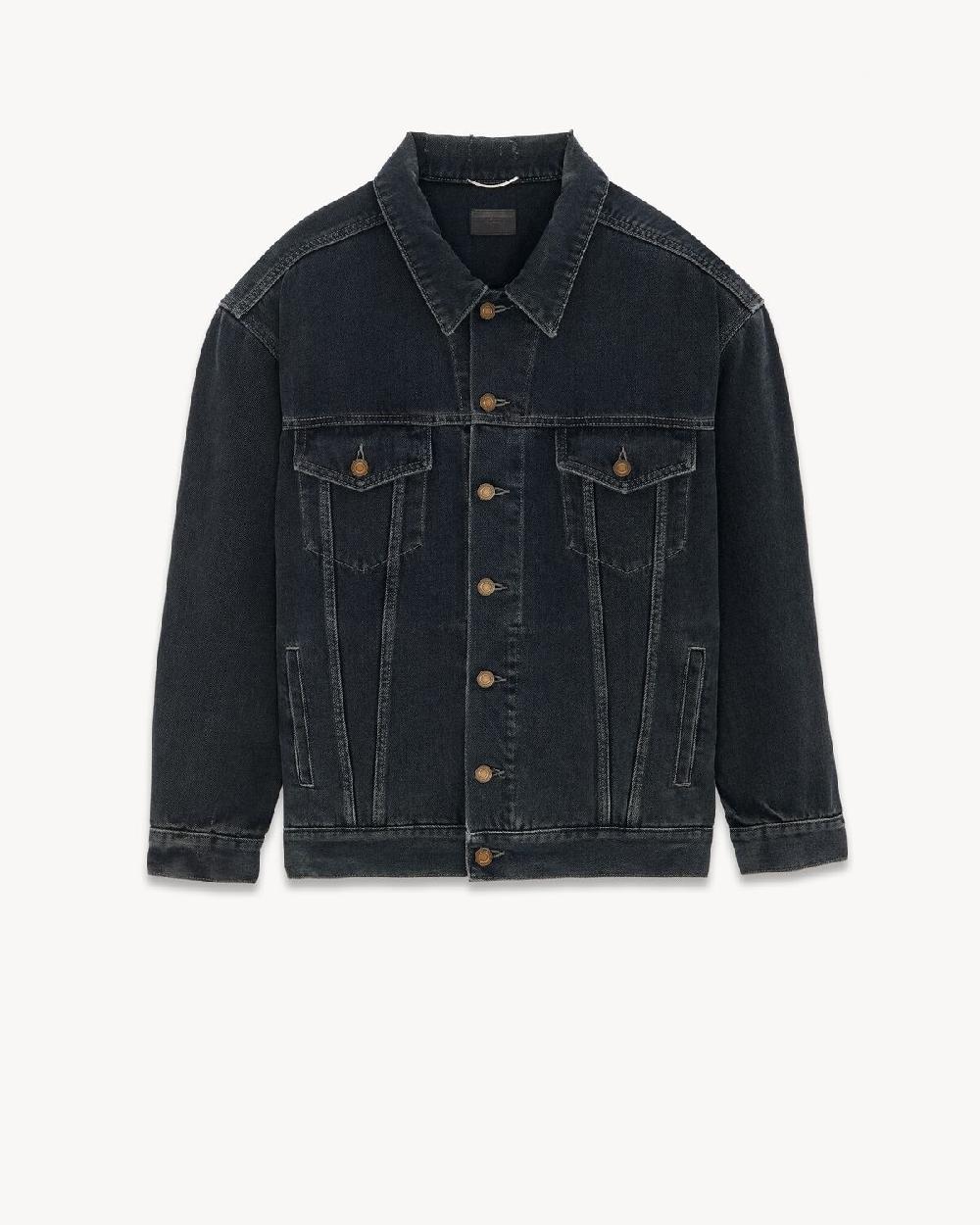 Saint Laurent chaqueta oversize de denim negro azul oscuro