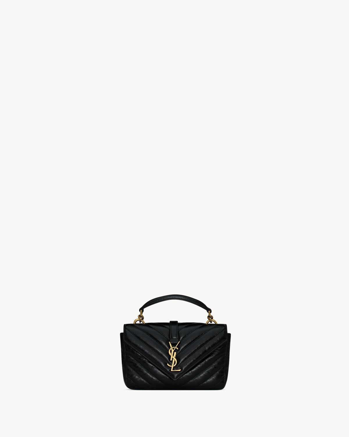 Saint Laurent College Minibag De Piel Craquelada Brillante Con Cadena