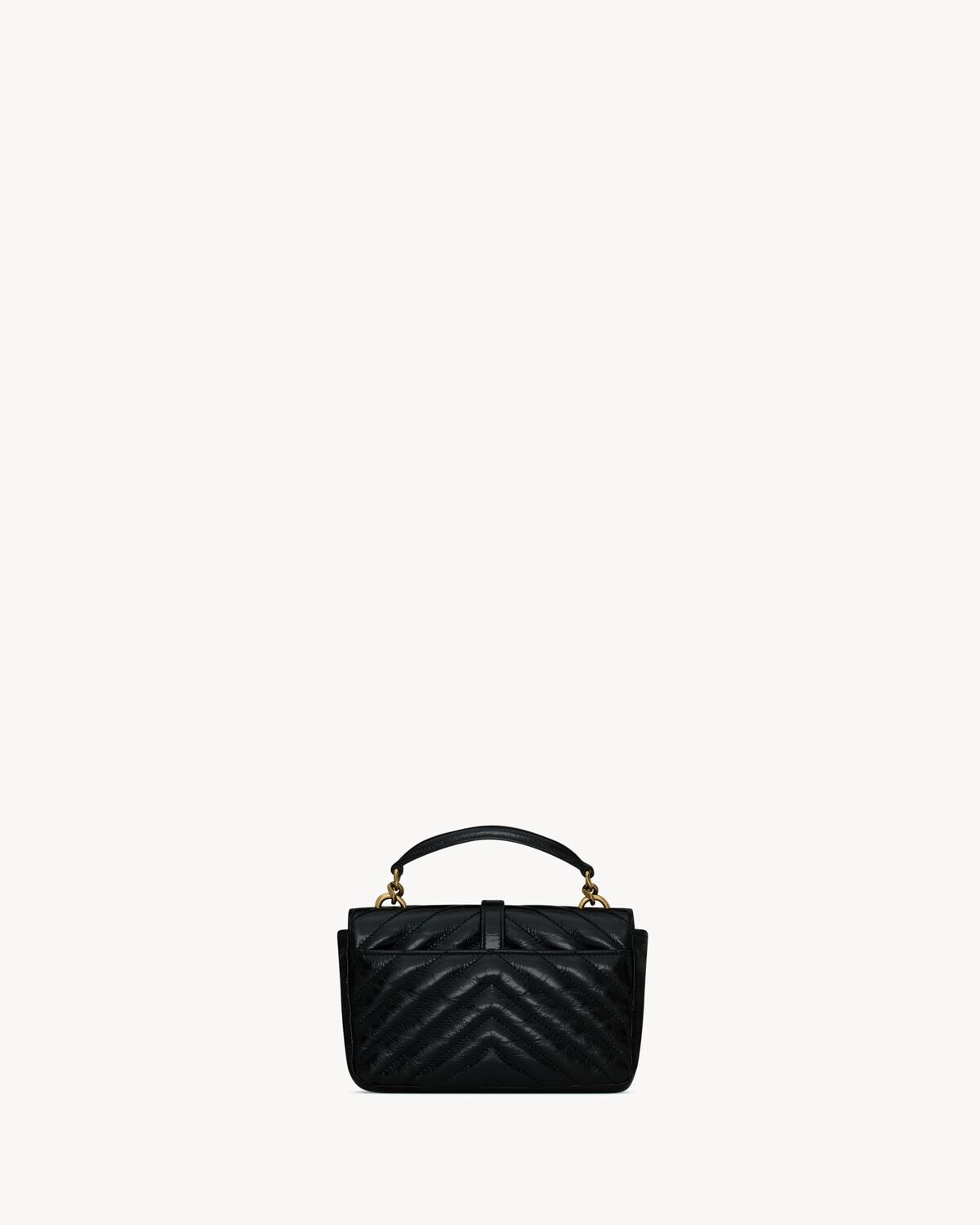 Saint Laurent College Minibag De Piel Craquelada Brillante Con Cadena