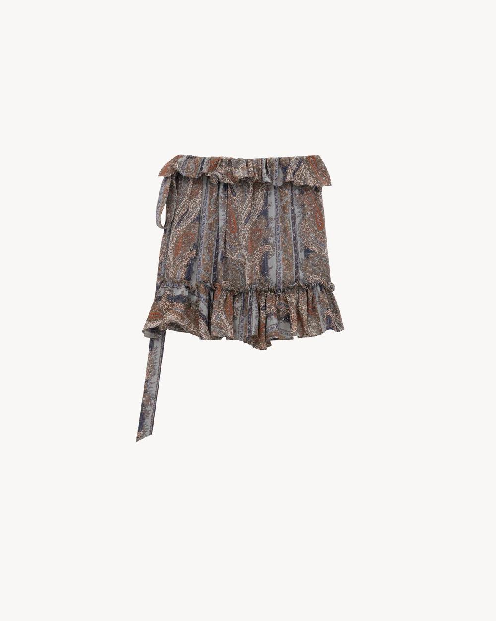 Saint Laurent Falda Cruzada De Georgette De Seda Con Motivo De Cachemira