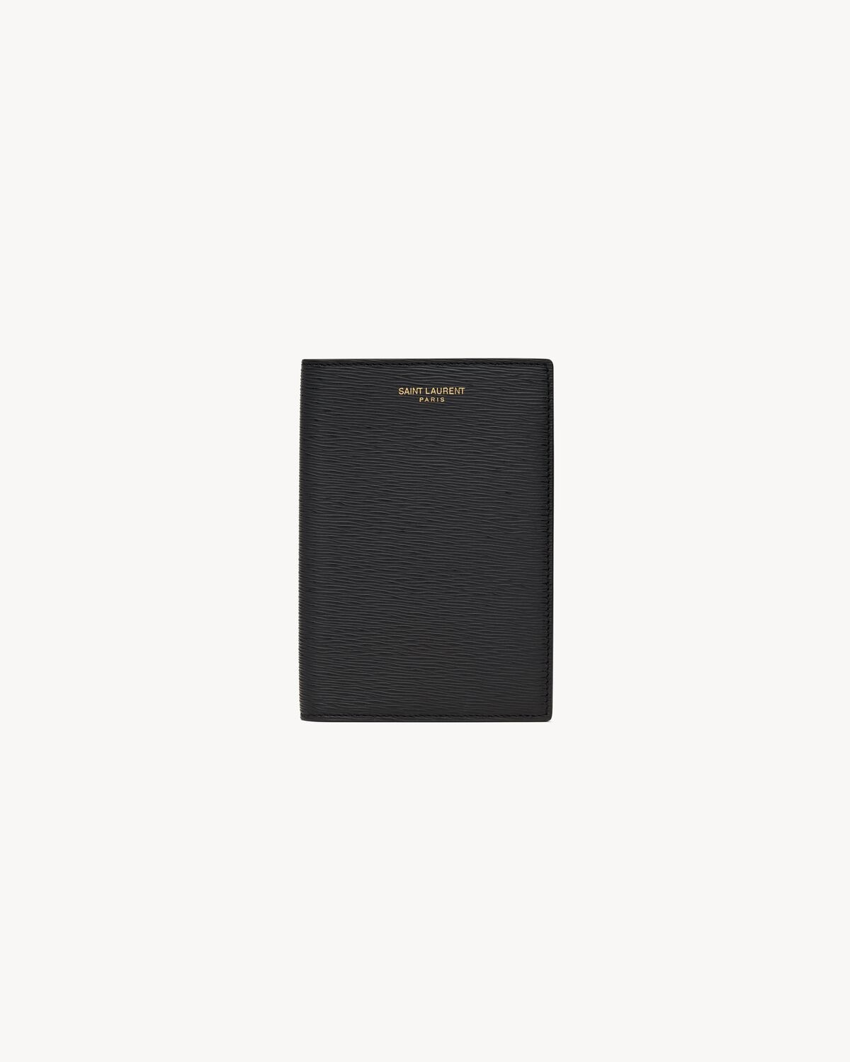Saint Laurent funda para pasaporte saint laurent paris de piel repujada efecto ondulado