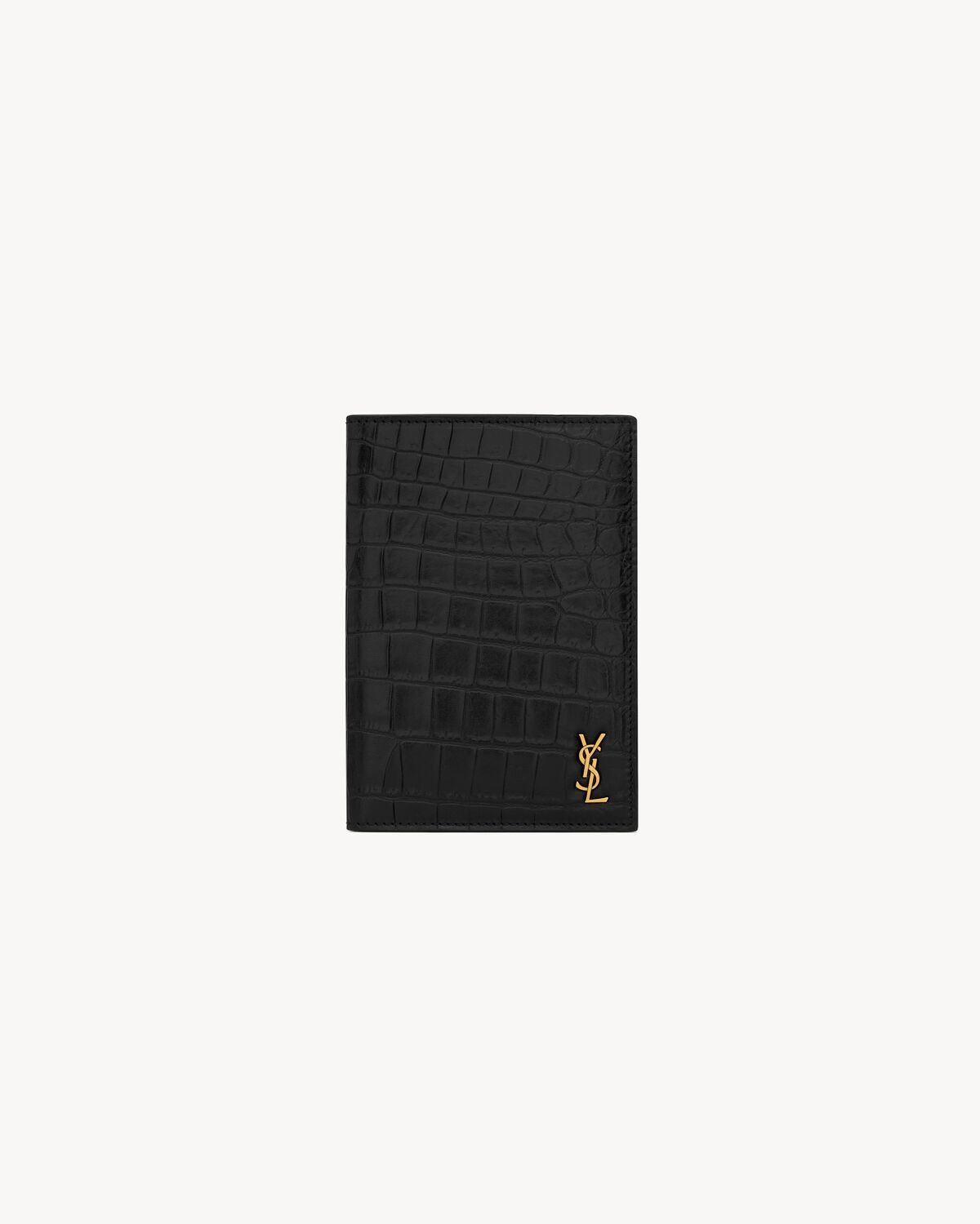 Saint Laurent funda para pasaporte tiny cassandre de piel repujada efecto cocodrilo