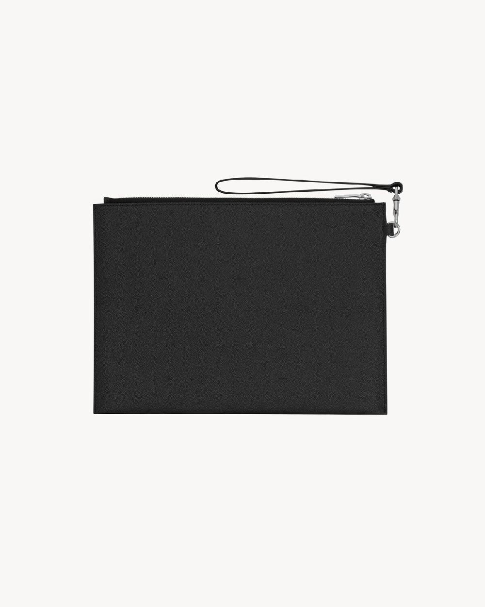Saint Laurent Funda Para Tableta Con Cremallera Saint Laurent Paris De Piel Grain De Poudre Repujada