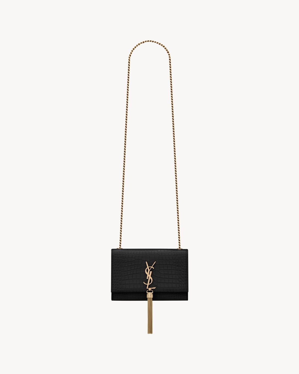 Saint Laurent kate pequeño con borla de piel repujada efecto cocodrilo