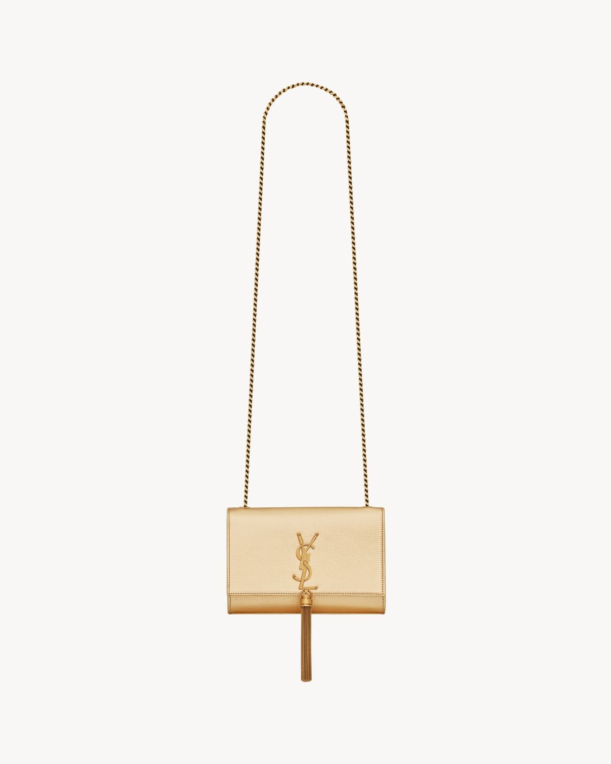 Saint Laurent kate tassel small con borla de piel metalizada